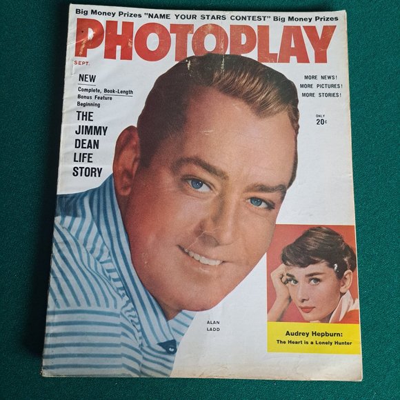 Vintage Sept 1956 Photoplay magazine, Alan Ladd on cover. - Picture 1 of 8